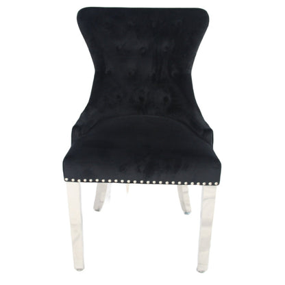 Chelsea Black Chair (Ring Knocker/Chrome Legs)