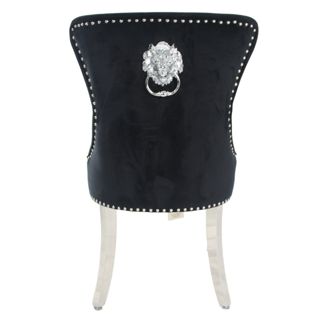Chelsea 01 Black Chair (Lion Knocker/Chrome Legs)
