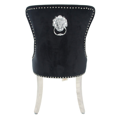 Chelsea 01 Black Chair (Lion Knocker/Chrome Legs)
