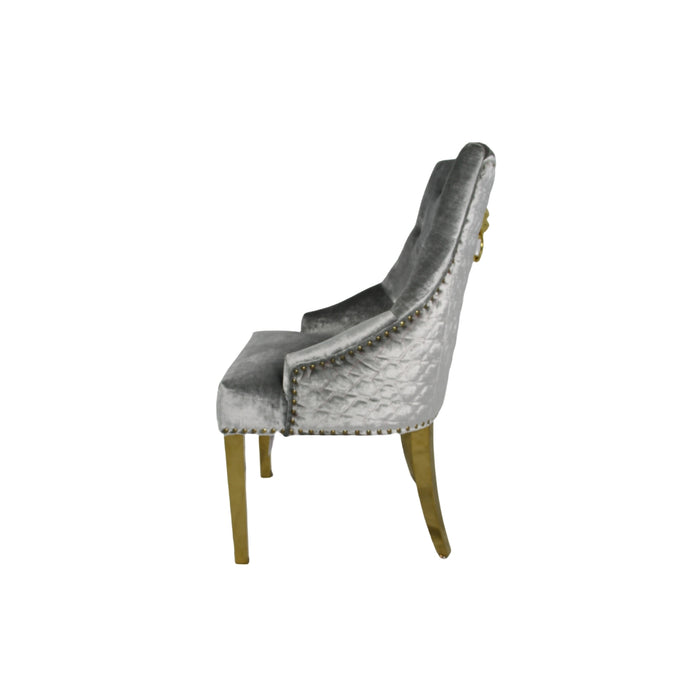 G-Roma Silver Grey Chair (Lion Knocker/Gold Legs)