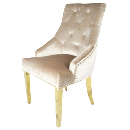 G-Roma Mink Chair (Lion Knocker/Gold Legs)