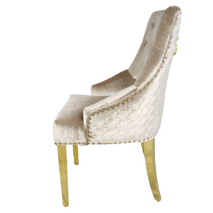 G-Roma Mink Chair (Lion Knocker/Gold Legs)