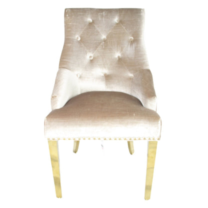 G-Roma Mink Chair (Lion Knocker/Gold Legs)