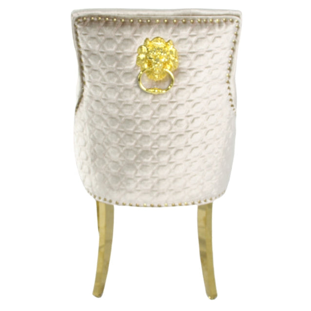 G-Roma Mink Chair (Lion Knocker/Gold Legs)