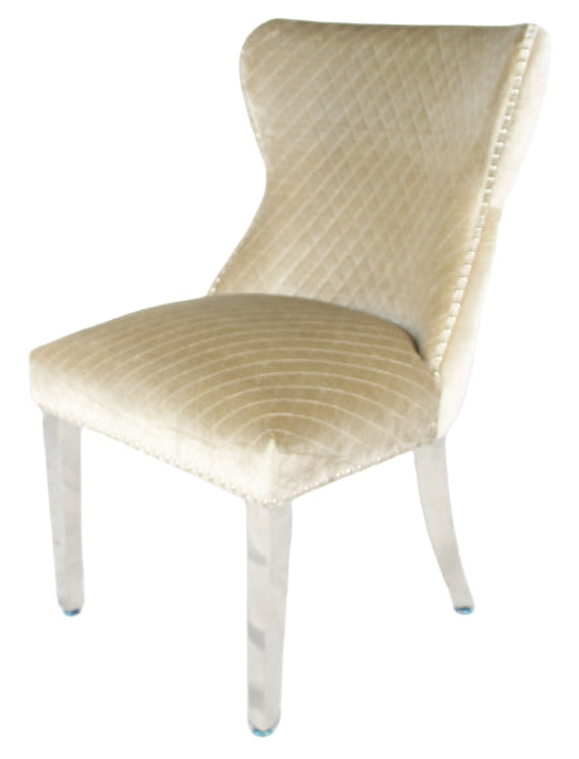 Lewis Mink Chair (Lion Knocker/Chrome Legs)