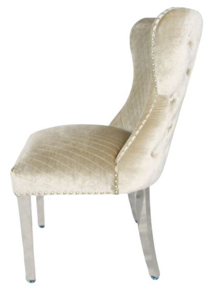Lewis Mink Chair (Lion Knocker/Chrome Legs)