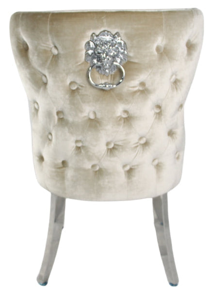 Lewis Mink Chair (Lion Knocker/Chrome Legs)
