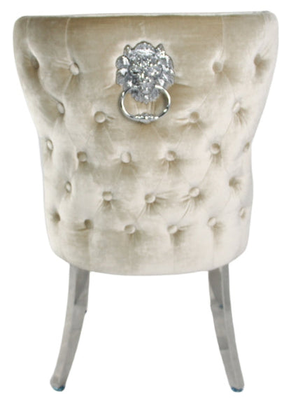 Lewis Mink Chair (Lion Knocker/Chrome Legs)