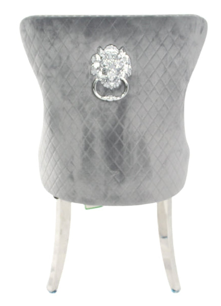 Mayfair Dark Grey Chair (Lion Knocker/Chrome Legs)