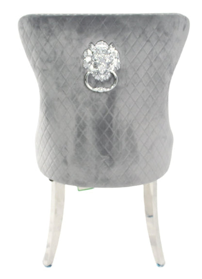 Mayfair Dark Grey Chair (Lion Knocker/Chrome Legs)