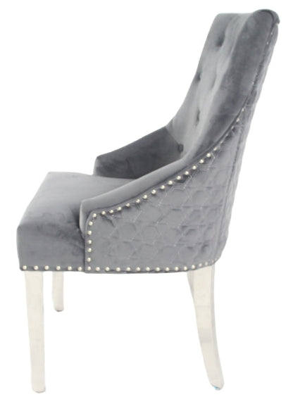 Roma Dark Grey Chair (No Knocker/Chrome Legs)