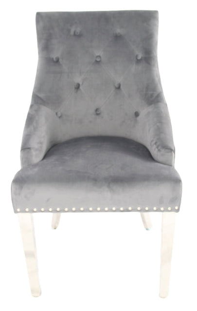 Roma Dark Grey Chair (No Knocker/Chrome Legs)