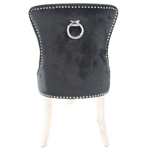 Chelsea Black Chair (Ring Knocker/Chrome Legs)