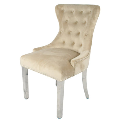 Chelsea Cream Chair (Ring Knocker/Chrome Legs)