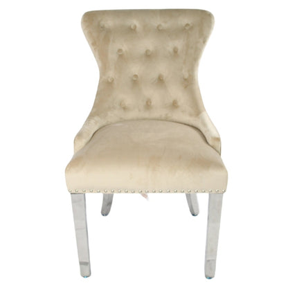 Chelsea Cream Chair (Ring Knocker/Chrome Legs)