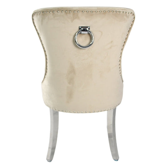 Chelsea Cream Chair (Ring Knocker/Chrome Legs)