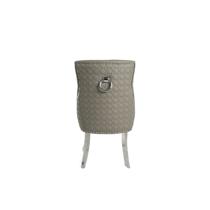 Roma PU Light Grey Chair (Ring Knocker/Chrome Legs)