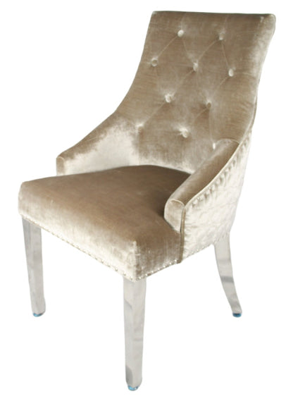 Roma Mink Chair (Lion Knocker/Chrome Legs)