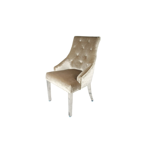 Roma Mink Chair (Lion Knocker/Chrome Legs)
