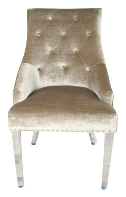 Roma Mink Chair (Lion Knocker/Chrome Legs)