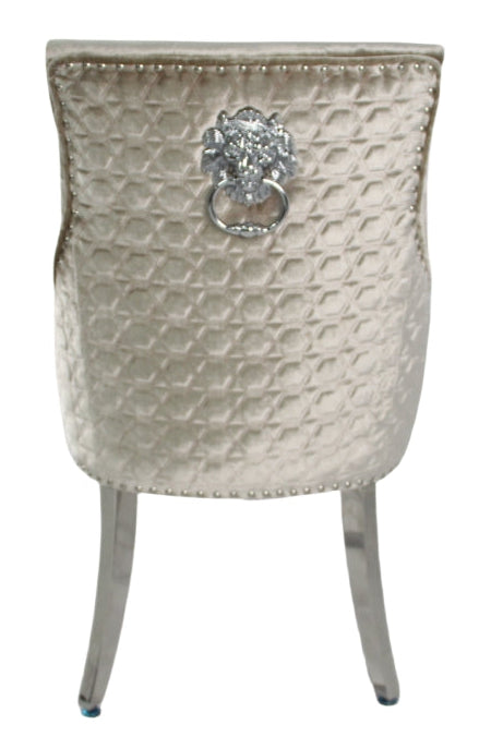 Roma Mink Chair (Lion Knocker/Chrome Legs)