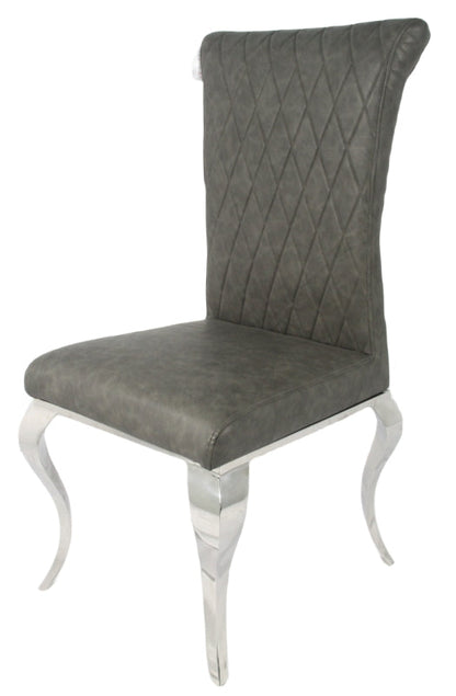 London PU Dark Grey Chair (Chrome Legs)