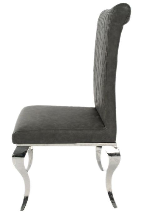 London PU Dark Grey Chair (Chrome Legs)