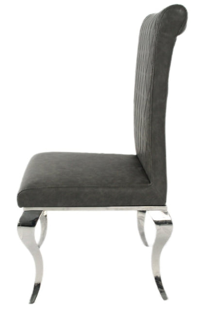London PU Dark Grey Chair (Chrome Legs)