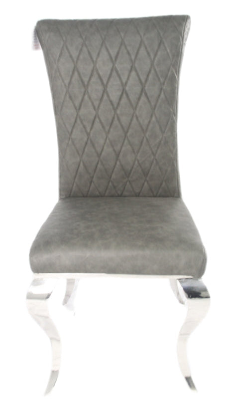 London PU Dark Grey Chair (Chrome Legs)