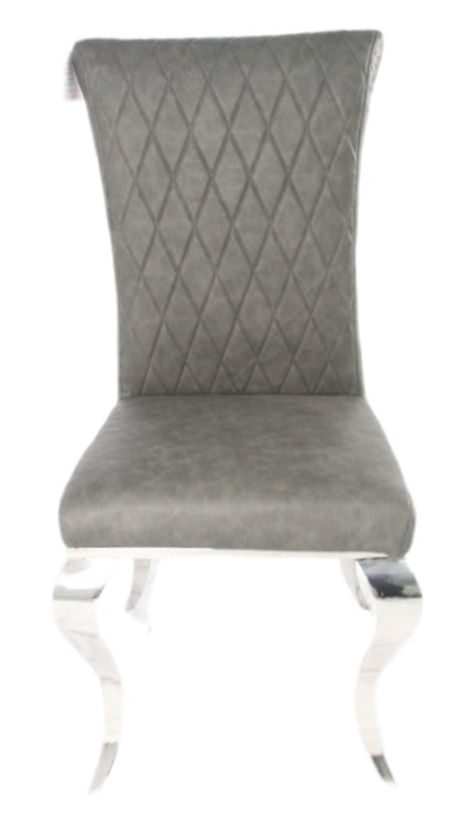 London PU Dark Grey Chair (Chrome Legs)