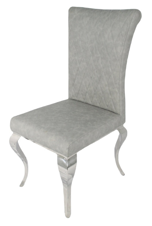 London PU Light Grey Chair (Chrome Legs)