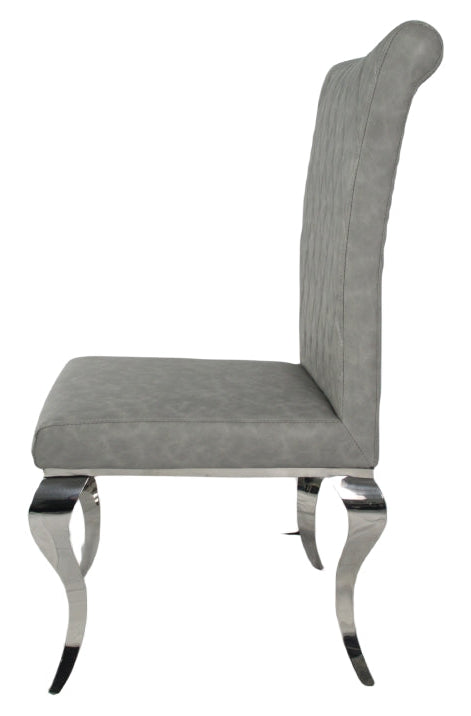London PU Light Grey Chair (Chrome Legs)