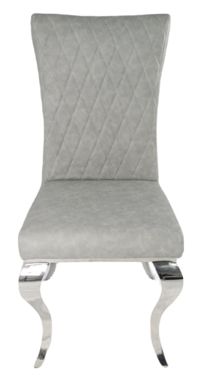 London PU Light Grey Chair (Chrome Legs)