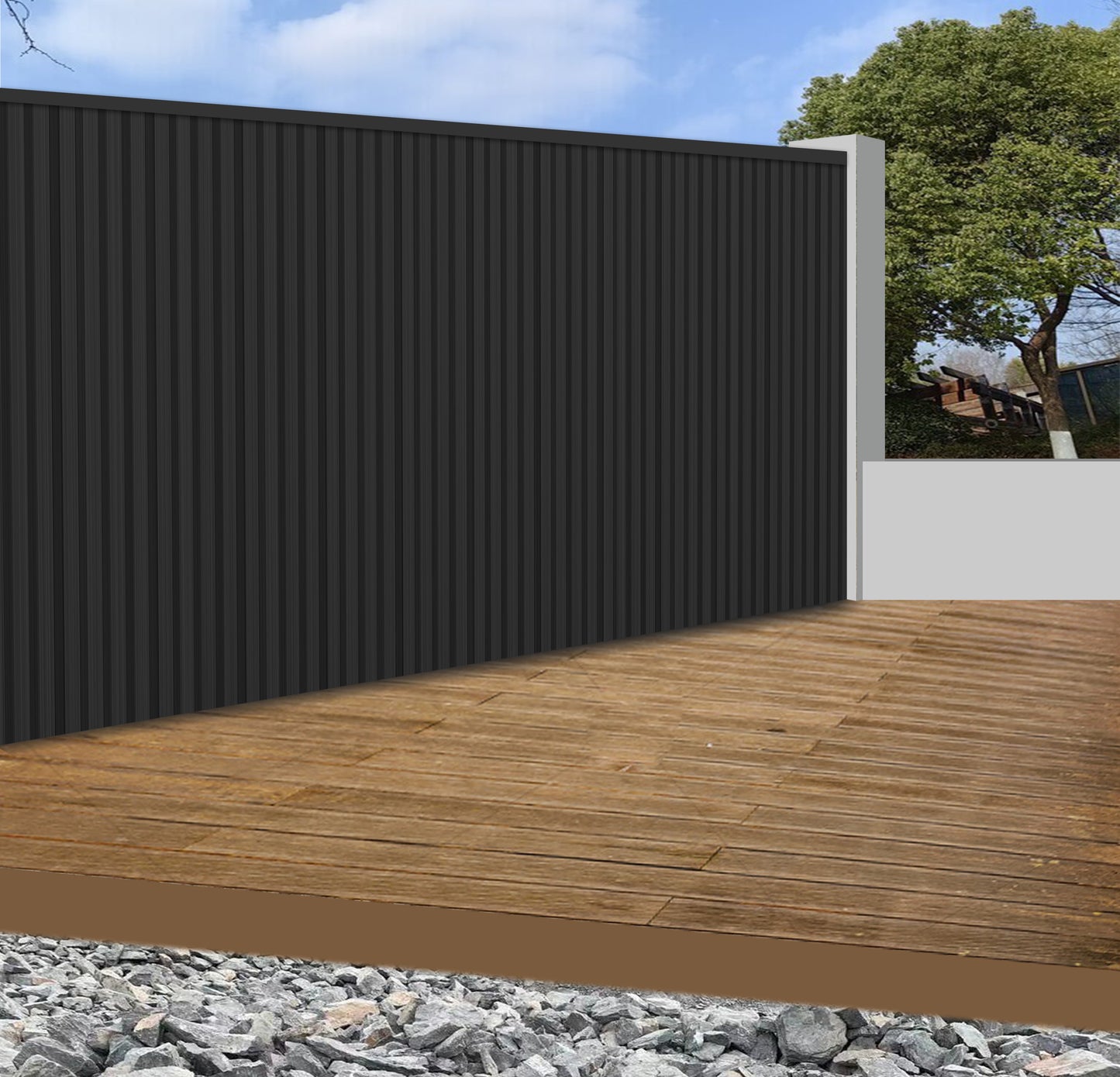 Wall Panel 83E - Black - Outdoor - 180cm/290cm - (1 pack / 6pcs)