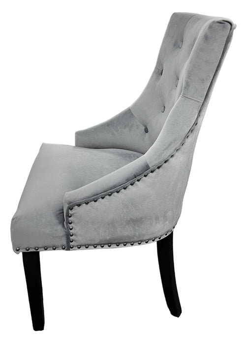 Jessica BK-Dark Grey Chair (Black Ring Knocker/Black Legs)