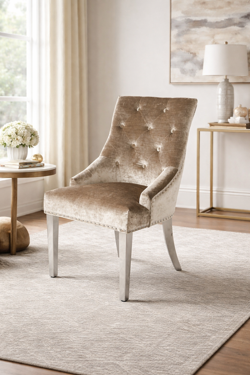 Jessica Mink Chair (Ring Knocker/Chrome Legs)