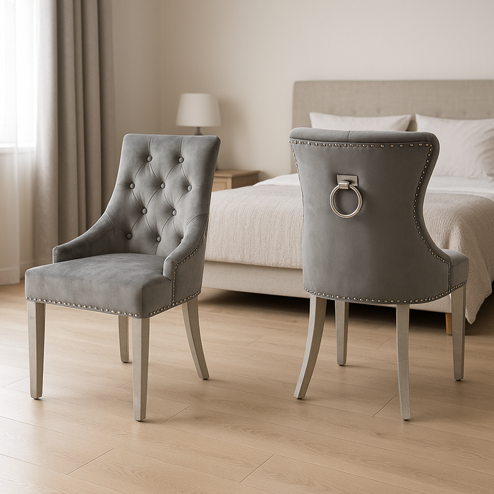 Jessica Dark Grey Chair (Ring Knocker/Chrome Legs)