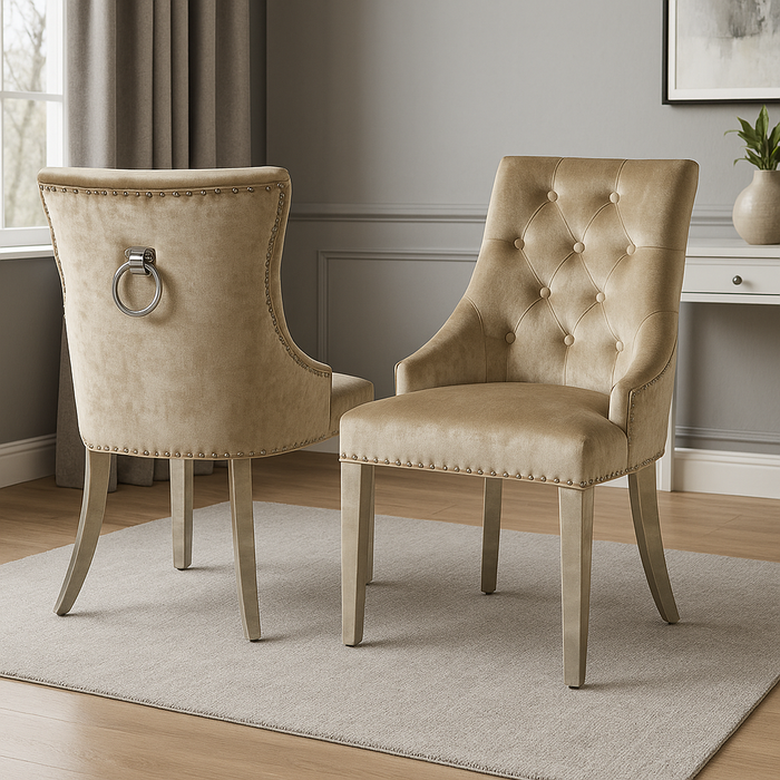 Jessica Mink Chair (Ring Knocker/Chrome Legs)