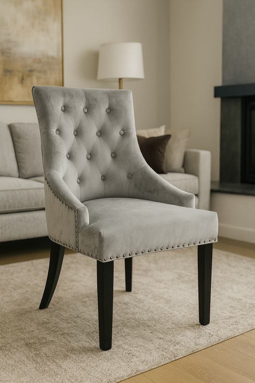 BK-Jessica Dark Grey Chair (Black Ring Knocker/Black Legs)