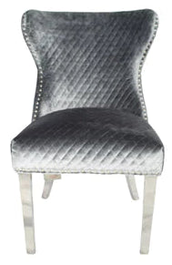 Lewis Light Grey Chair (Lion Knocker/Chrome Legs)