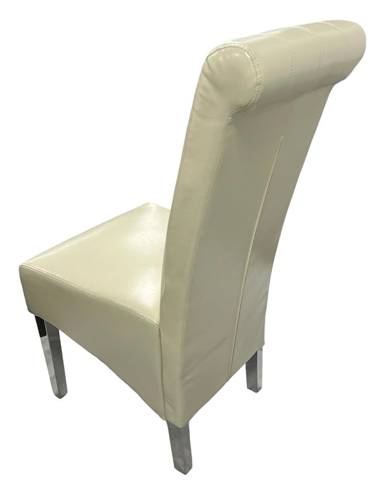 Lucy PU Cream Chair (Chrome Legs)