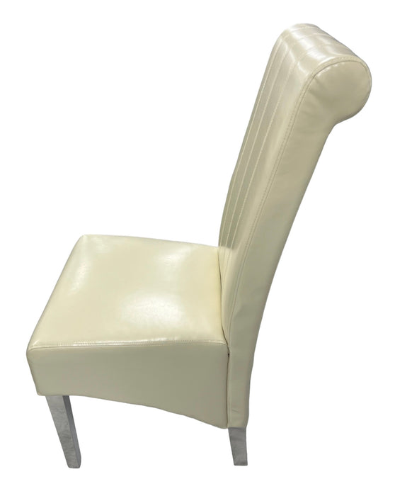 L2/Lucy PU Cream Chair (Chrome Legs)