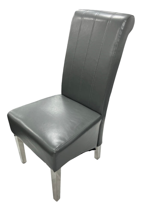 Lucy PU Dark Grey Chair (Chrome Legs)