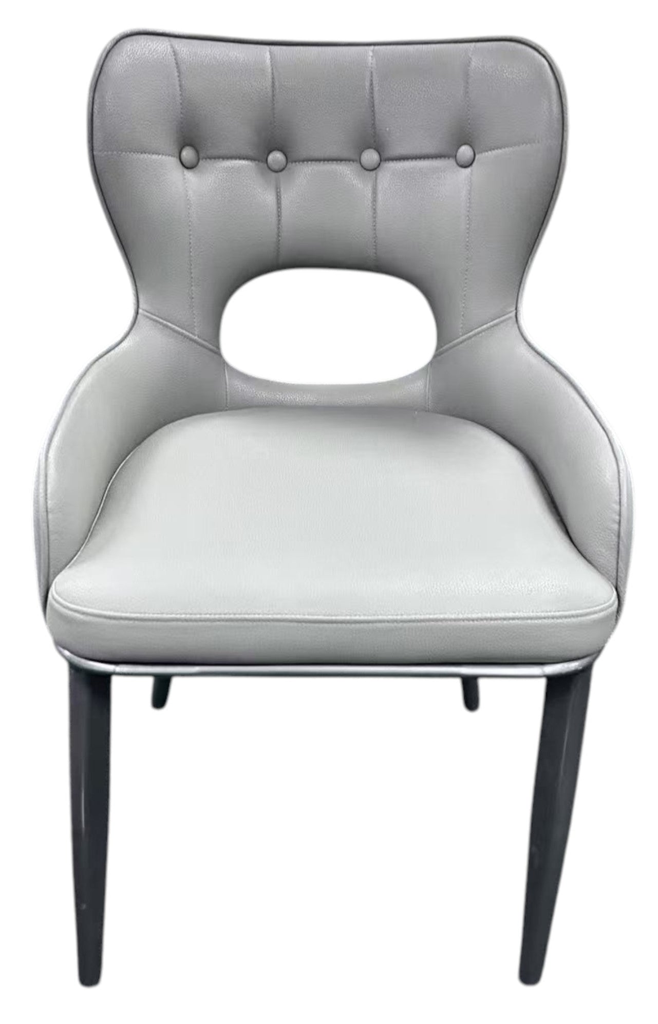 Marbella PU Light Grey Chair (Black Legs)