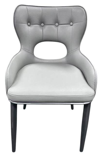 Marbella PU Light Grey Chair (Black Legs)