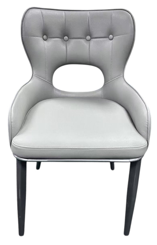 Marbella PU Light Grey Chair (Black Legs)
