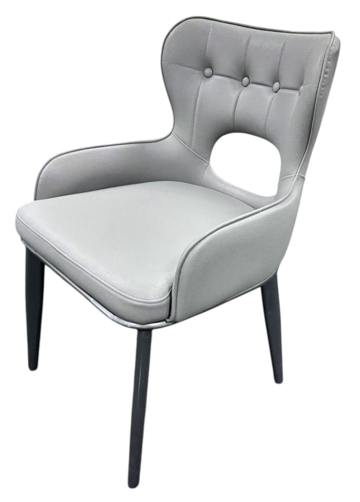 Marbella PU Light Grey Chair (Black Legs)