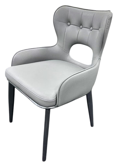 Marbella PU Light Grey Chair (Black Legs)