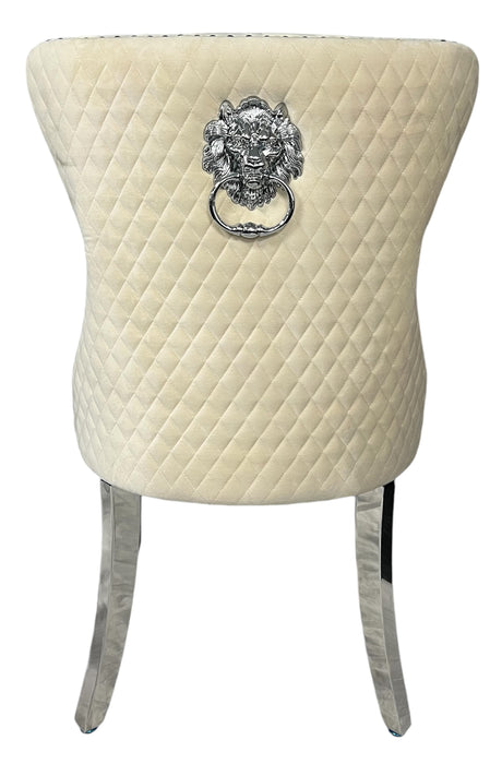 Mayfair Ivory Chair (Lion Knocker/Chrome Legs)