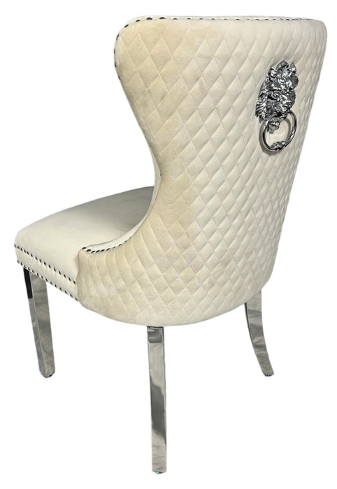 Mayfair Ivory Chair (Lion Knocker/Chrome Legs)